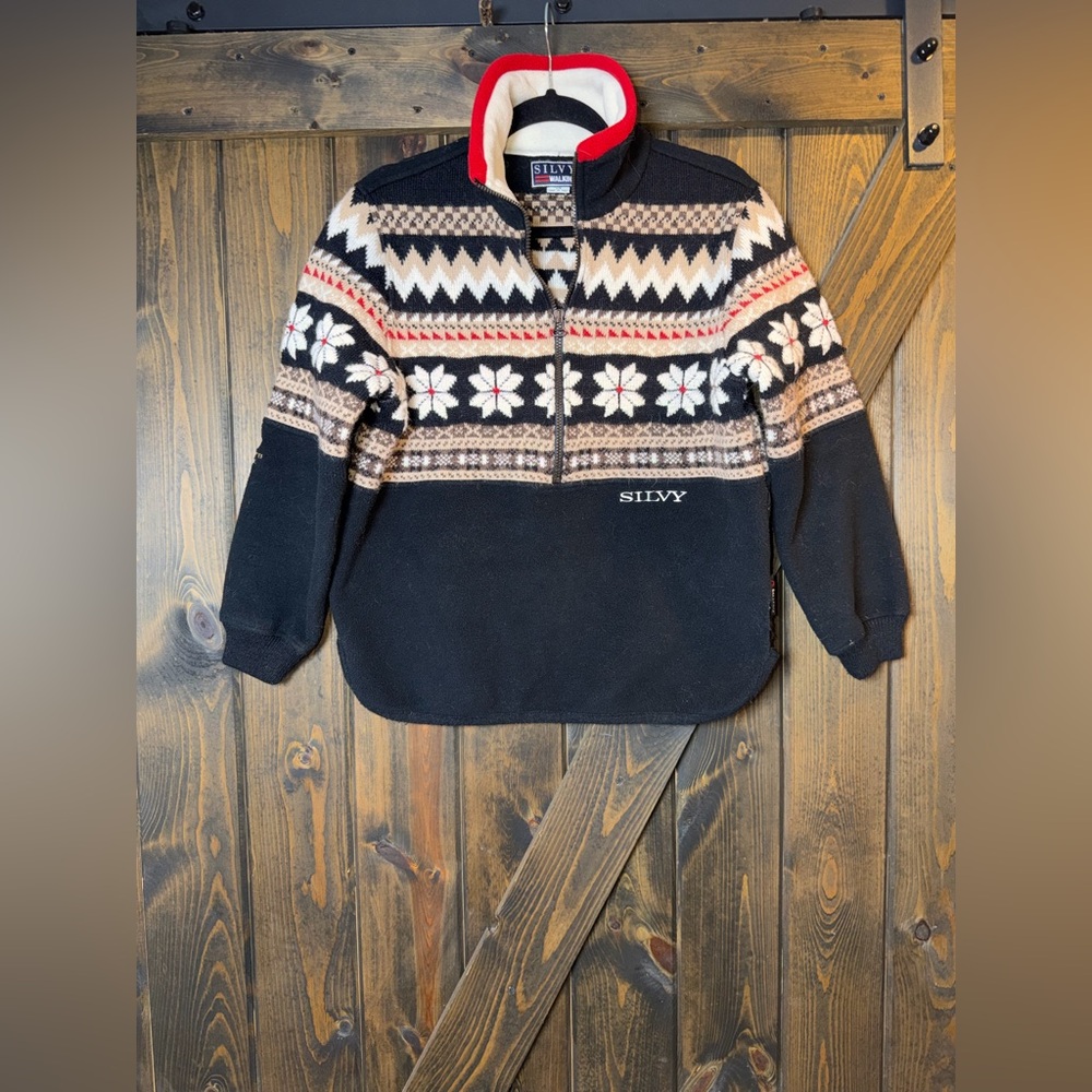 Vintage‎ Silvy Italian Ski Sweater Nordic Fair Isle Alpaca Blend